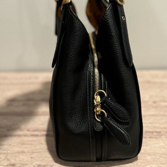 COACH Bella Medium Leather Shoulderulder Brass Black - Picture 5 of 5